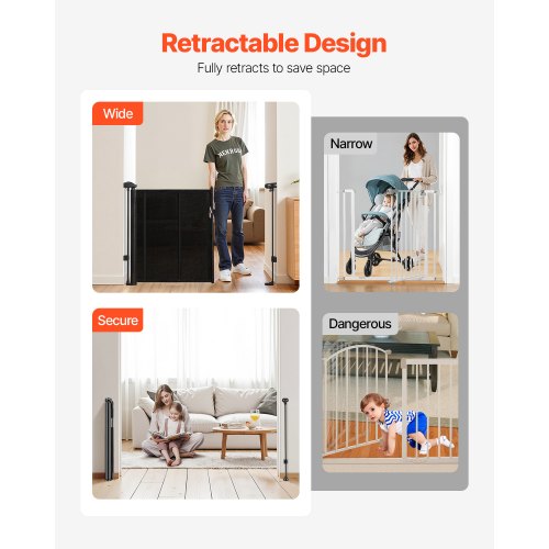 Retractable Baby Gate 34 inch Tall Extends up to 55 inch Wide Retractable 1