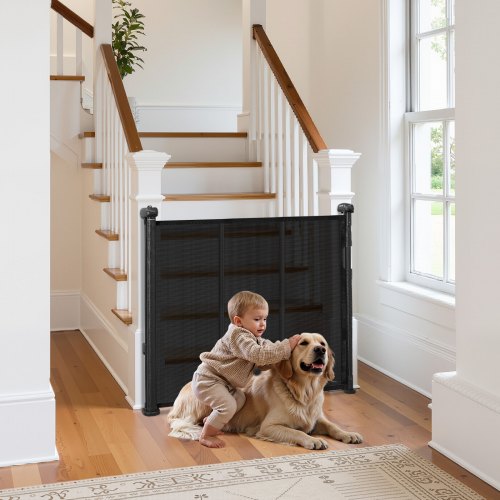 Retractable Baby Gate 34 inch Tall Extends up to 55 inch Wide Retractable 1