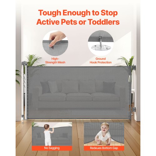 Retractable Baby Gate Extends to 56.3 inch Wide 31.3 inch Tall with Security Lock 2