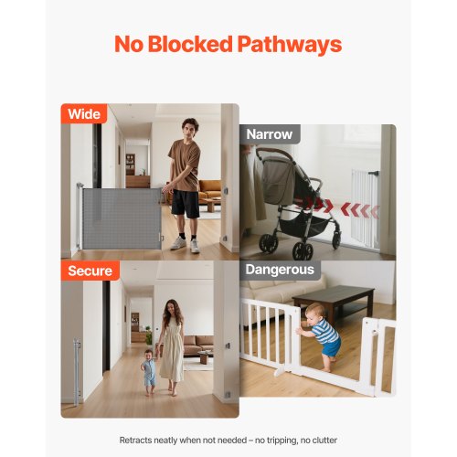 Retractable Baby Gate Extends to 56.3 inch Wide 31.3 inch Tall with Security Lock 2