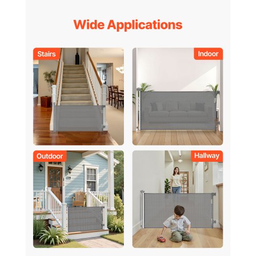 Retractable Baby Gate Extends to 56.3 inch Wide 31.3 inch Tall with Security Lock 2