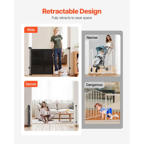 Retractable Baby Gate 34 inch Tall Extends up to 71 inch Wide Retractable