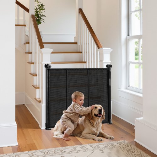 Retractable Baby Gate 34 inch Tall Extends up to 71 inch Wide Retractable