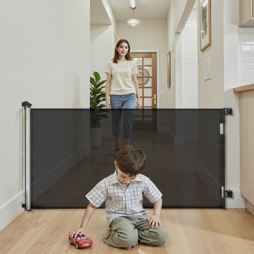 Retractable Baby Gate Extends to 72.8 inch Wide 38.5 inch Tall with Security Lock