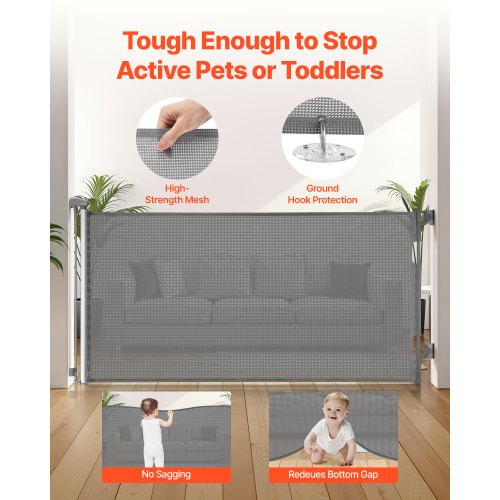 Retractable Baby Gate Extends to 72.8 inch Wide 31.3 inch Tall with Security Lock 1