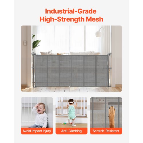 Retractable Baby Gate 34 inch Tall Extends up to 71 inch Wide Retractable