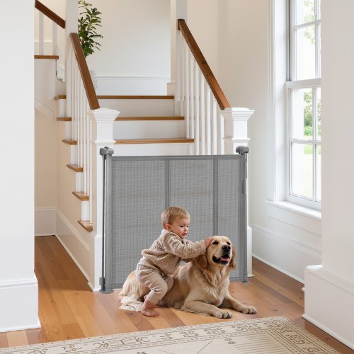 Retractable Baby Gate 34 inch Tall Extends up to 71 inch Wide Retractable