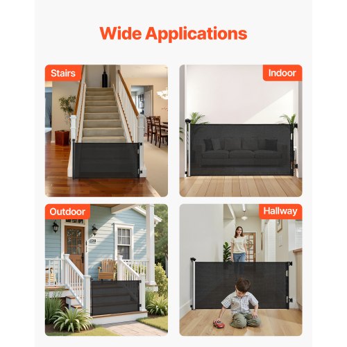 Retractable Baby Gate Extends to 72.8 inch Wide 31.3 inch Tall with Security Lock 2