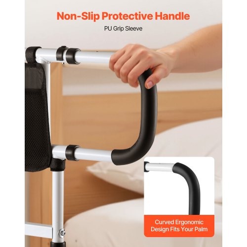 Bed Rail for Elderly Foldable Extendable Bedside Assist Rail with Side