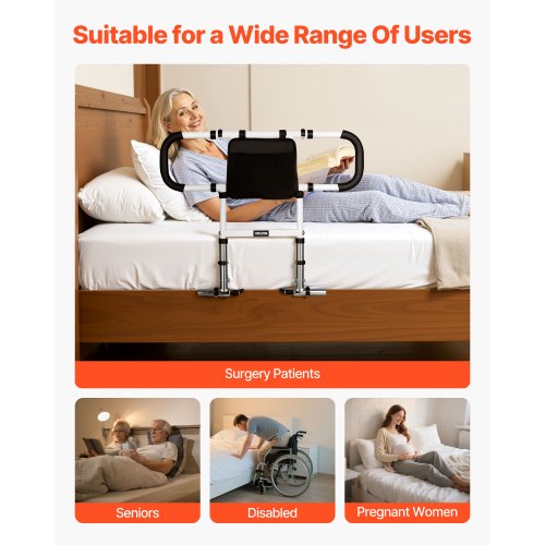Bed Rail for Elderly Foldable Extendable Bedside Assist Rail with Side