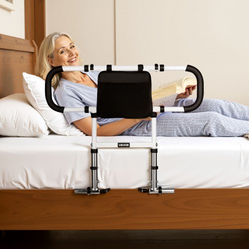 Bed Rail for Elderly Foldable Extendable Bedside Assist Rail with Side
