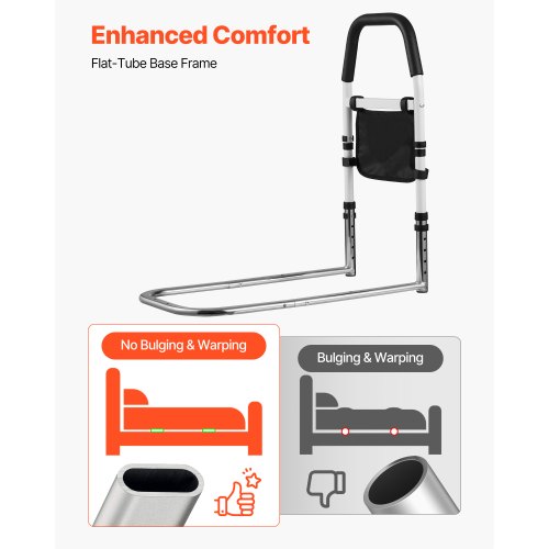 Bed Rail for Elderly Bedside Assist Rails with PU Handrail Adjustable