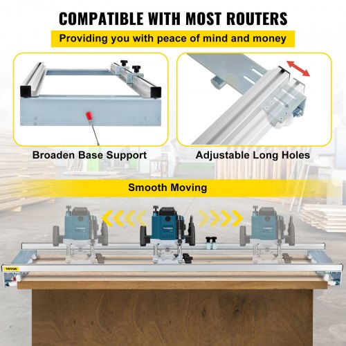 Router Sled 60 inches 152.4cm Width Slab Guide Jig for Woodworking with Locking