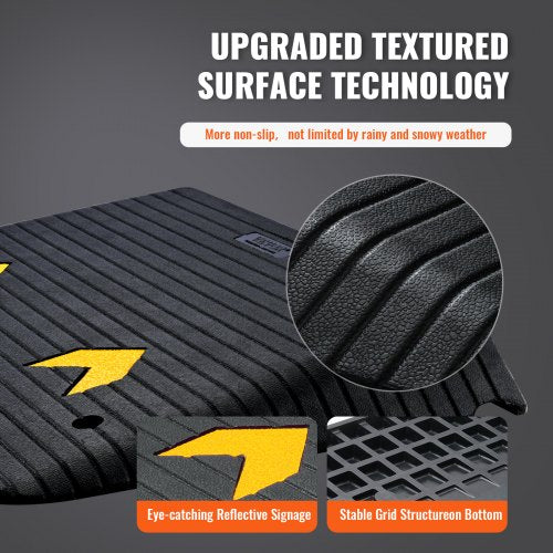 Upgraded Rubber Threshold Ramp 4 Rise Door Ramp with 1 Channel Natural