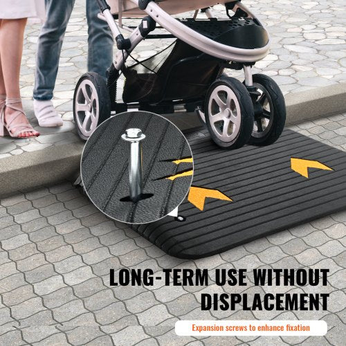 Upgraded Rubber Threshold Ramp 4 Rise Door Ramp with 1 Channel Natural