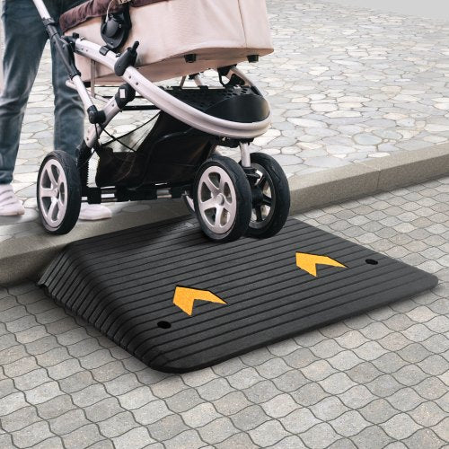 Upgraded Rubber Threshold Ramp 4 Rise Door Ramp with 1 Channel Natural