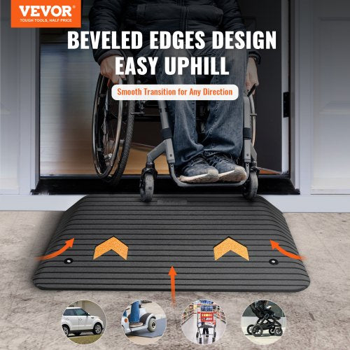 Upgraded Rubber Threshold Ramp 35 Rise Door Ramp with 1 Channel Natural