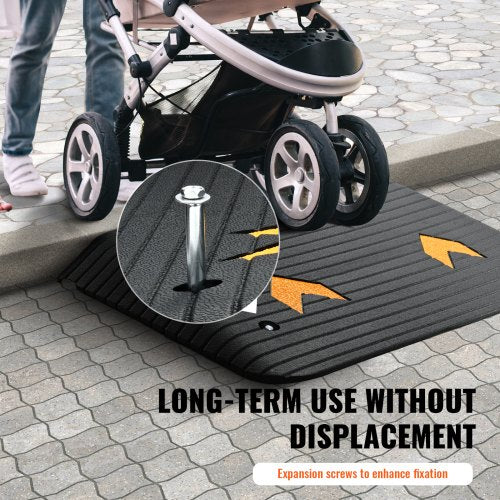 Upgraded Rubber Threshold Ramp 35 Rise Door Ramp with 1 Channel Natural
