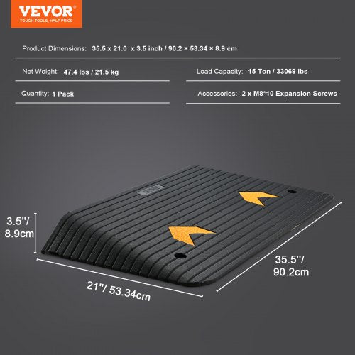 Upgraded Rubber Threshold Ramp 35 Rise Door Ramp with 1 Channel Natural