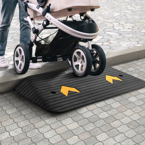 Upgraded Rubber Threshold Ramp 3 Rise Door Ramp with 1 Channel Natural
