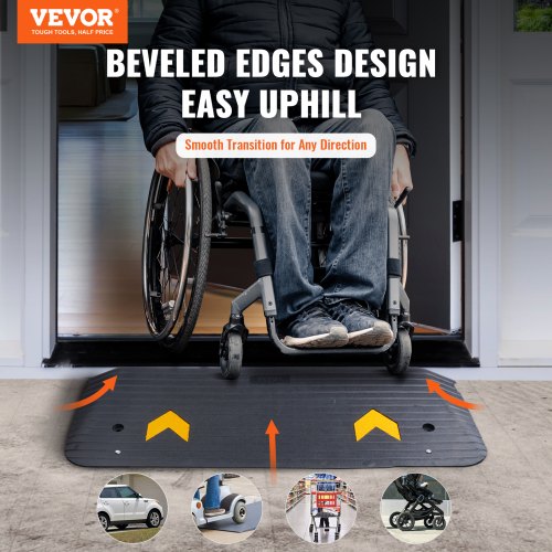 Upgraded Rubber Threshold Ramp 15 Rise Wheelchair Ramp Doorway Natural