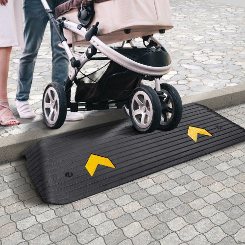 Upgraded Rubber Threshold Ramp 15 Rise Wheelchair Ramp Doorway Natural