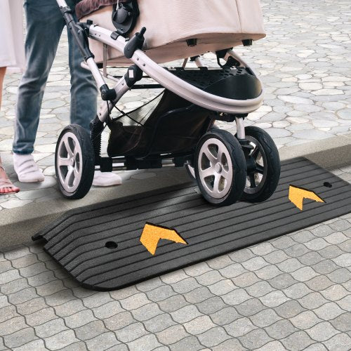 Upgraded Rubber Threshold Ramp 1 Rise Wheelchair Ramp Doorway Natural