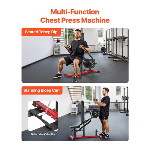 Seated Dip Machine Tricep Bicep Press Down Machine with Cable Bar