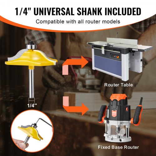 Router Bits Set 3 Pieces Carbide Router Bit Kit with 14 Inch Shank Wood