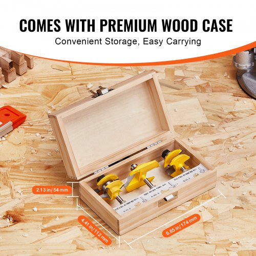 Router Bits Set 3 Pieces Carbide Router Bit Kit with 14 Inch Shank Wood