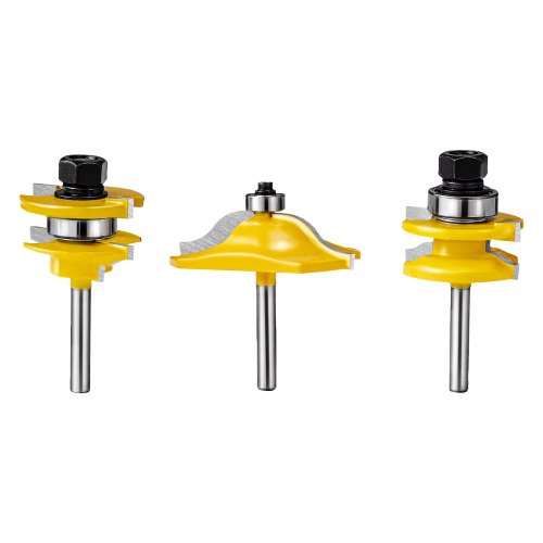 Router Bits Set 3 Pieces Carbide Router Bit Kit with 14 Inch Shank Wood