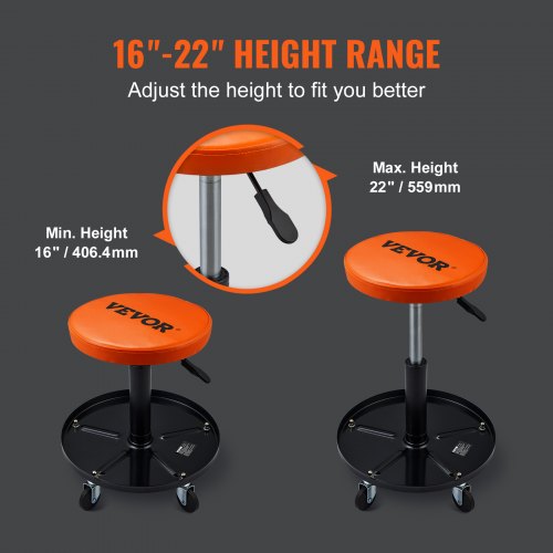 Adjustable Mechanics Rolling Creeper Seat Stool Tool Tray for Shop Garage –