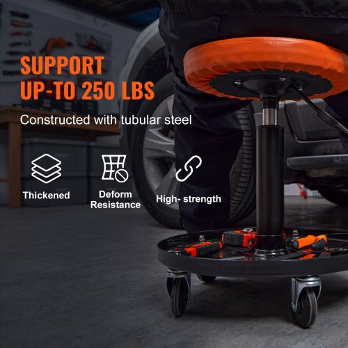 Adjustable Mechanics Rolling Creeper Seat Stool Tool Tray for Shop Garage –
