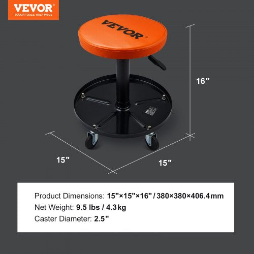 Adjustable Mechanics Rolling Creeper Seat Stool Tool Tray for Shop Garage –