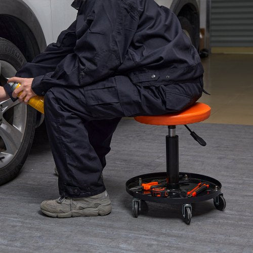 Adjustable Mechanics Rolling Creeper Seat Stool Tool Tray for Shop Garage –