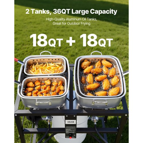 Outdoor Propane Deep Fryer DualTank 18QTx2 Commercial Fryer MultiPurpose