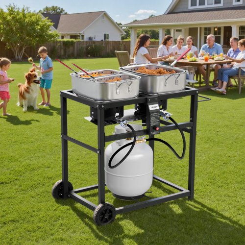 Outdoor Propane Deep Fryer DualTank 18QTx2 Commercial Fryer MultiPurpose
