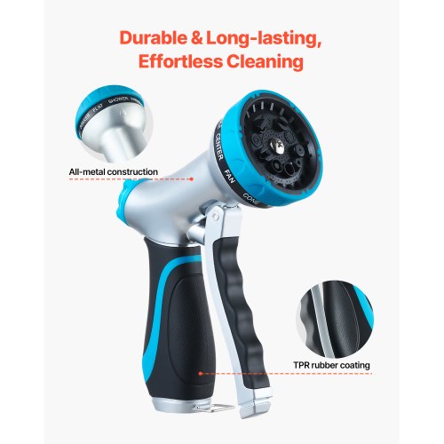Hose Nozzle 10 Adjustable Spray Patterns Metal Water Hose Nozzle