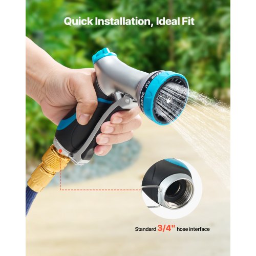 Hose Nozzle 10 Adjustable Spray Patterns Metal Water Hose Nozzle