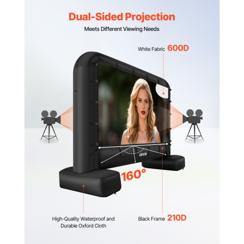 14 ft Inflatable Movie Screen 600D Washable Inflatable Projector Screen