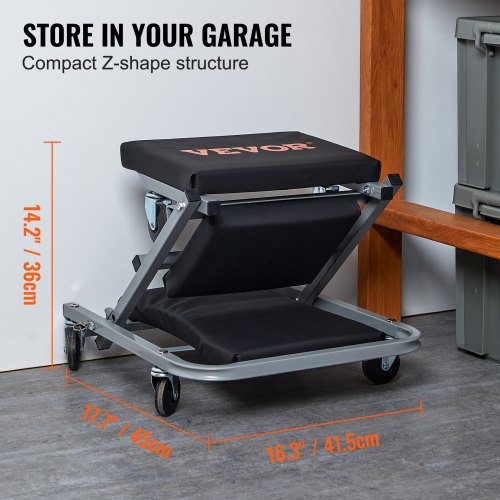 2 in 1 Z Creeper Seat Rolling Chair Auto Mechanics Shop Garage Work Stool – 300L