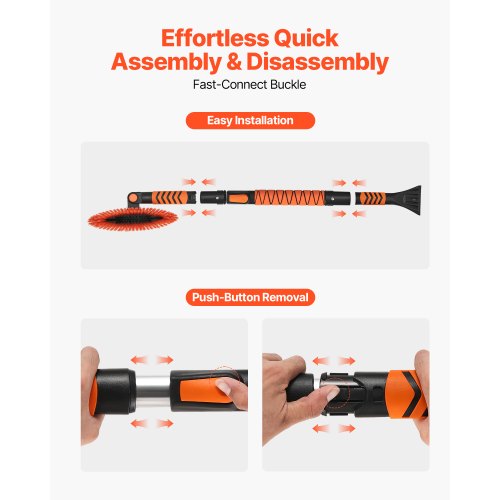 Snow Shovel and Snow Brush 42 in Extendable Snows Broom Ice Scraper with 180°