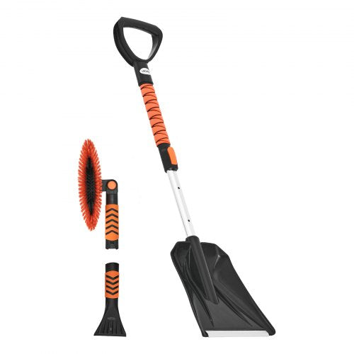 Snow Shovel and Snow Brush 42 in Extendable Snows Broom Ice Scraper with 180°