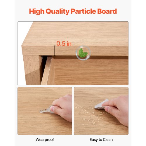 6 Fluted Drawer Dresser Wooden Chest of Drawers with Sliding Antitip
