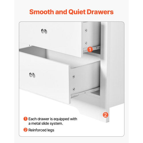 7 Drawer Dresser Wooden Chest of Drawers with Sliding with Antitip Device