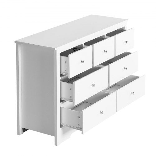 7 Drawer Dresser Wooden Chest of Drawers with Sliding with Antitip Device