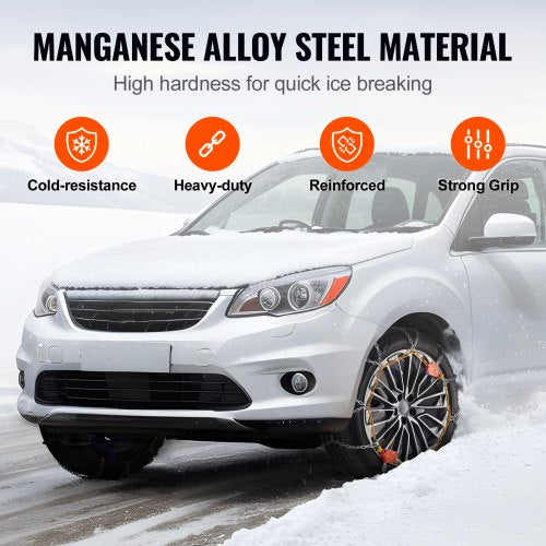 Auto Tightening Snow Chains Diamond Mesh Antislip Traction Wheel Chains – 8 MM