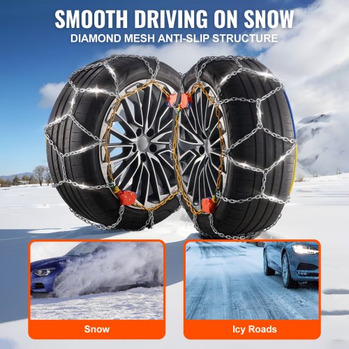 Auto Tightening Snow Chains Diamond Mesh Antislip Traction Wheel Chains – 8 MM