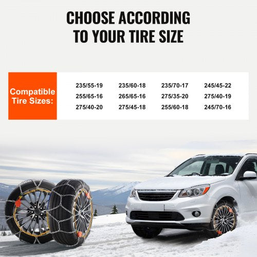 Auto Tightening Snow Chains Diamond Mesh Antislip Traction Wheel Chains – 8 MM