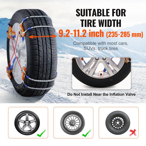 8 PCS Snow Chains Tire Traction Wheel Chains for Tire Width 92112